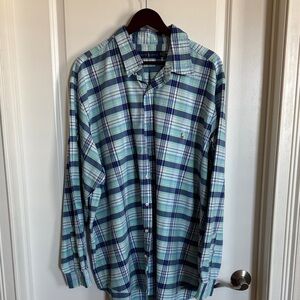 Ralph Lauren Men's Green and Blue Plaid Shirt